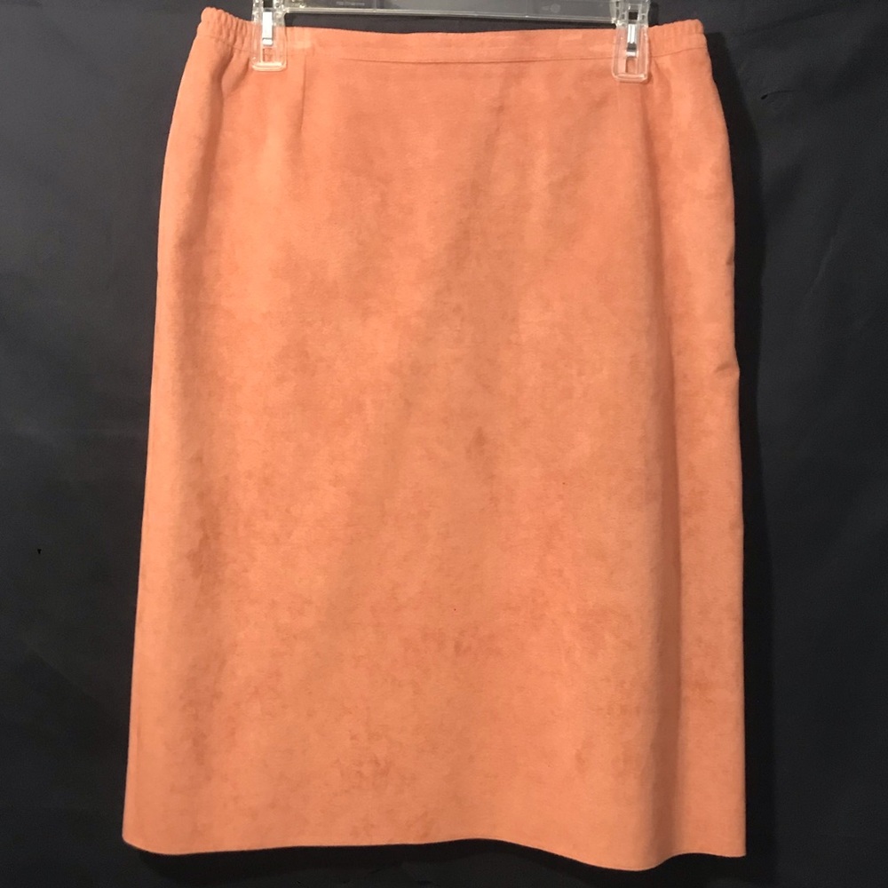 👗Vintage Peach Faux Suede Knee Length Skirt